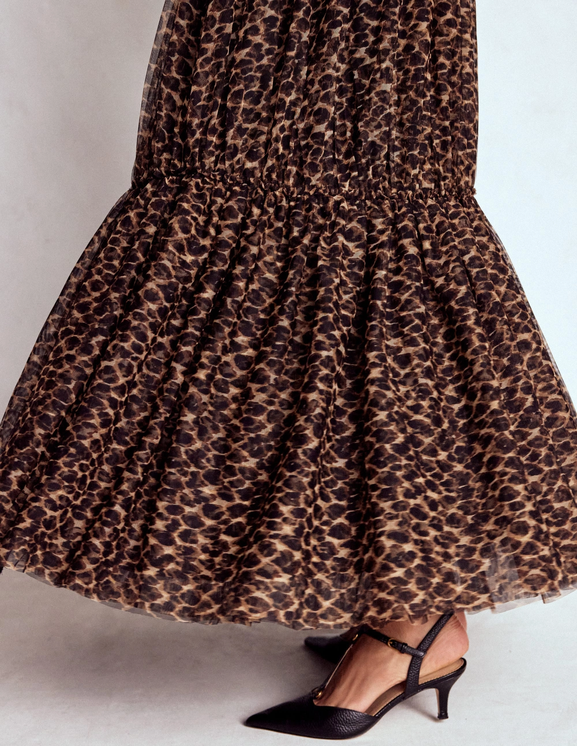 perforated design Outfit Focus Anna Tulle Midi Skirt-Leopard