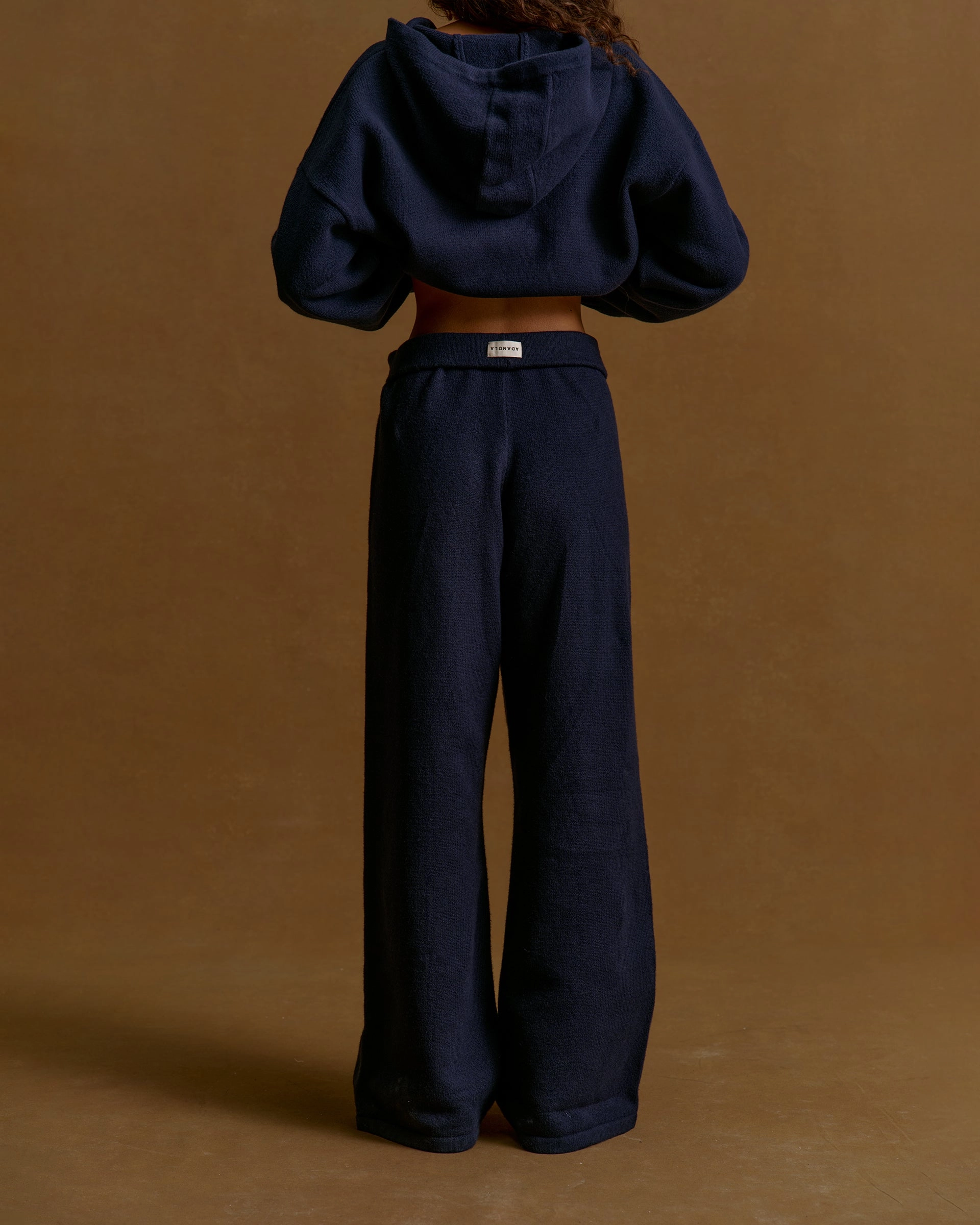 Mesh Lined Core Flex Varsity Knit Straight Leg Sweatpants - Navy Blue/Marshmallow White