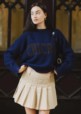 Performance Comfort Snuggle Fit Chicago Crop Sweater - Navy
