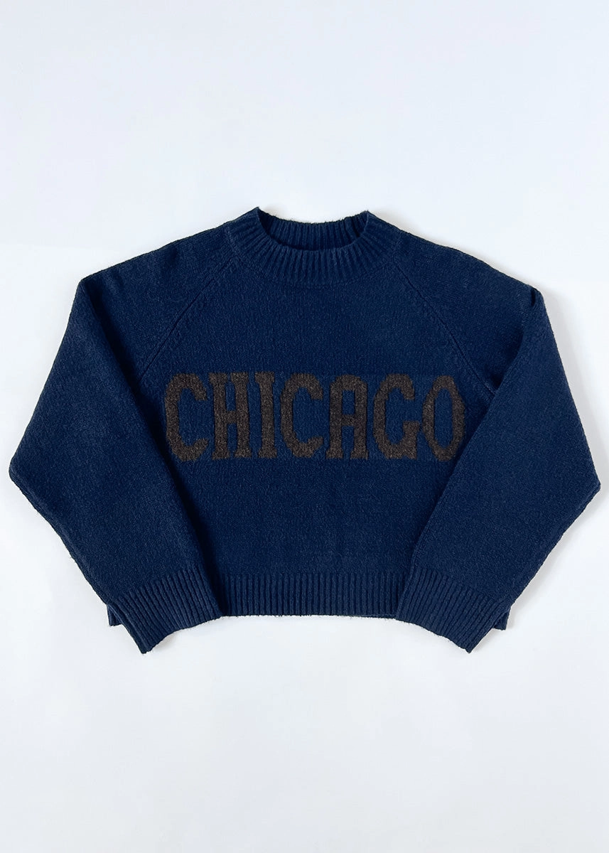 Soft Material Chicago Crop Sweater - Navy