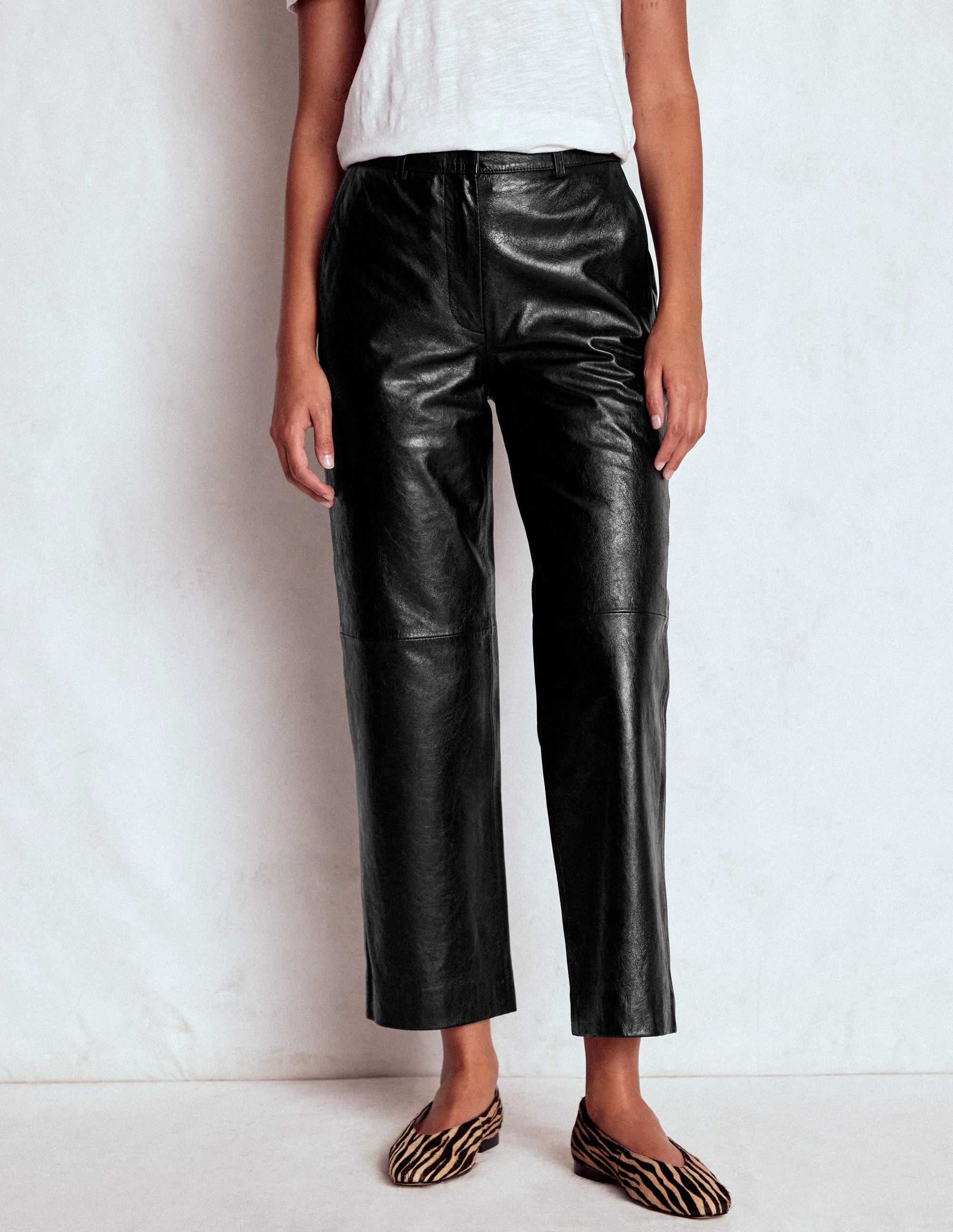 Canonbury Leather Trousers-BLACK Clean Cut