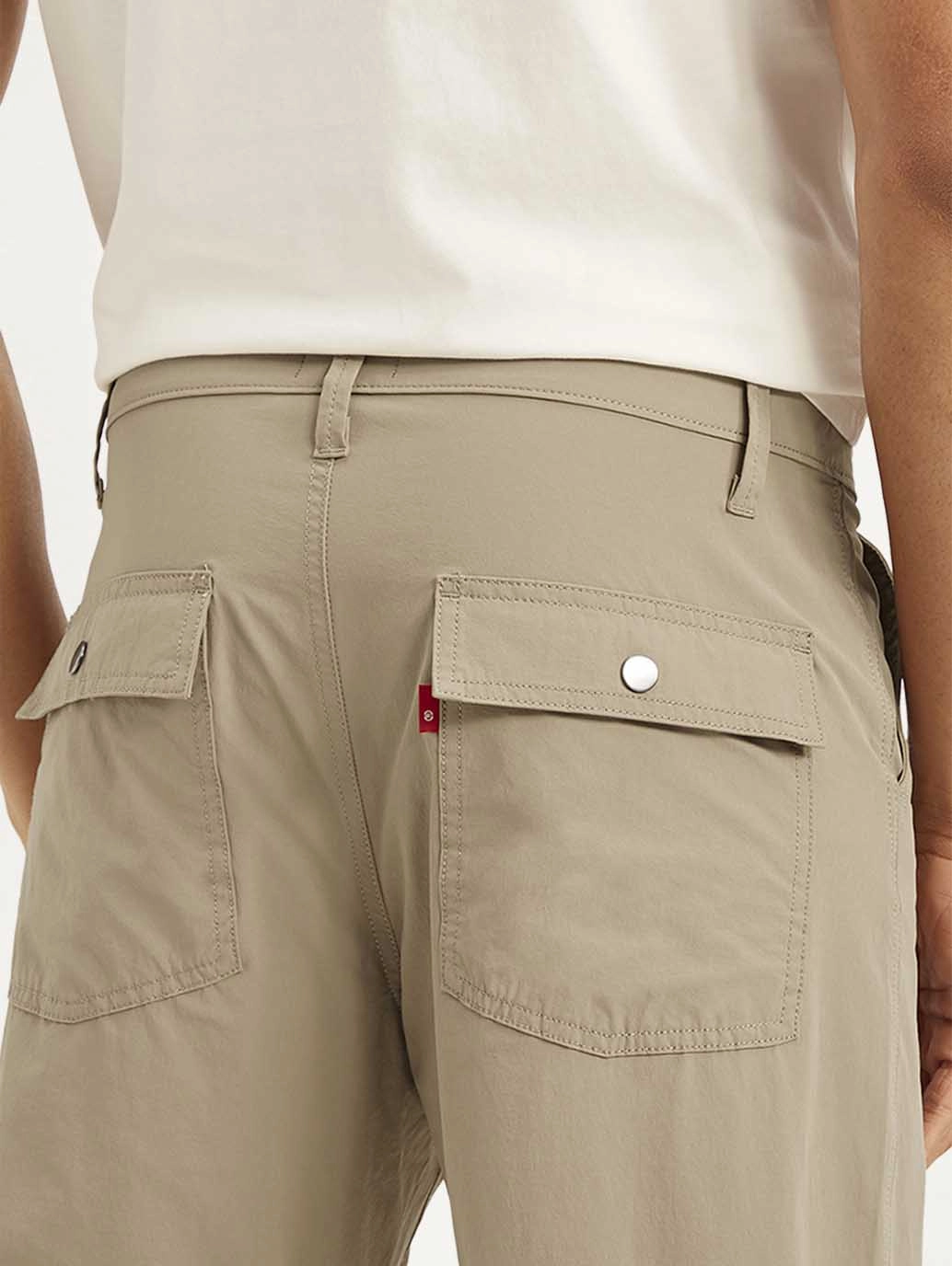 Men's Beige Loose Fit Chino Cargos Comfortable Layers Breathable Mesh Panels