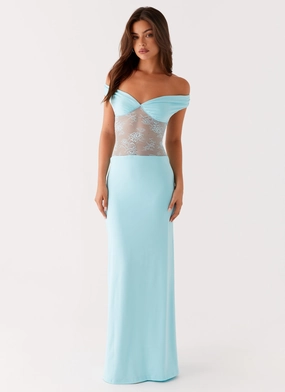 Daily Style Contemporary Fit Infatuation Lace Maxi Dress - Turquoise