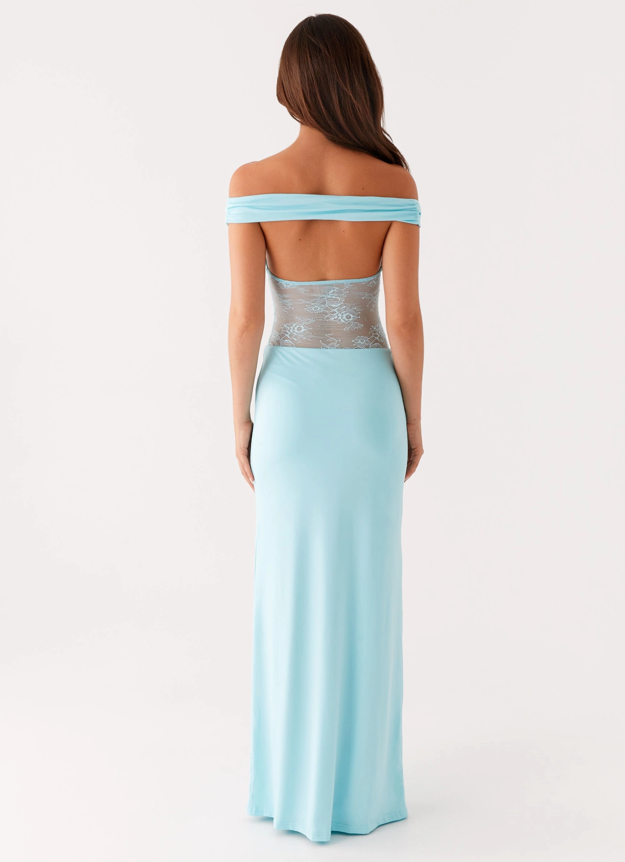Pocket-Detail Luxurious Texture Infatuation Lace Maxi Dress - Turquoise