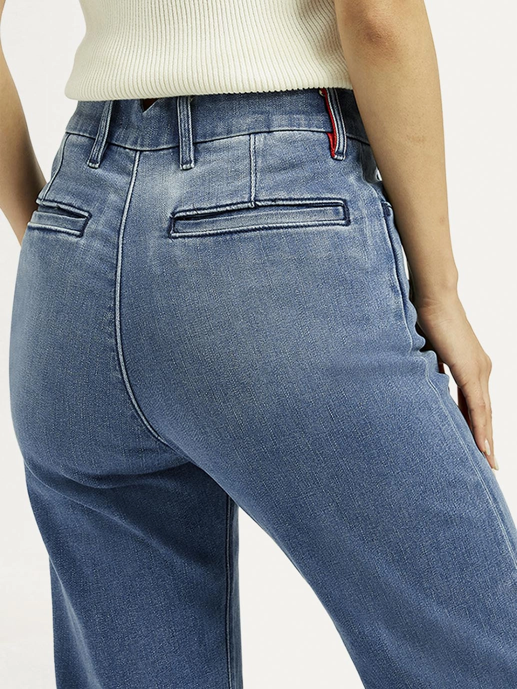 Women's Redloop Blue Ribcage Straight Fit High Rise Jeans Daily Go Timeless casual