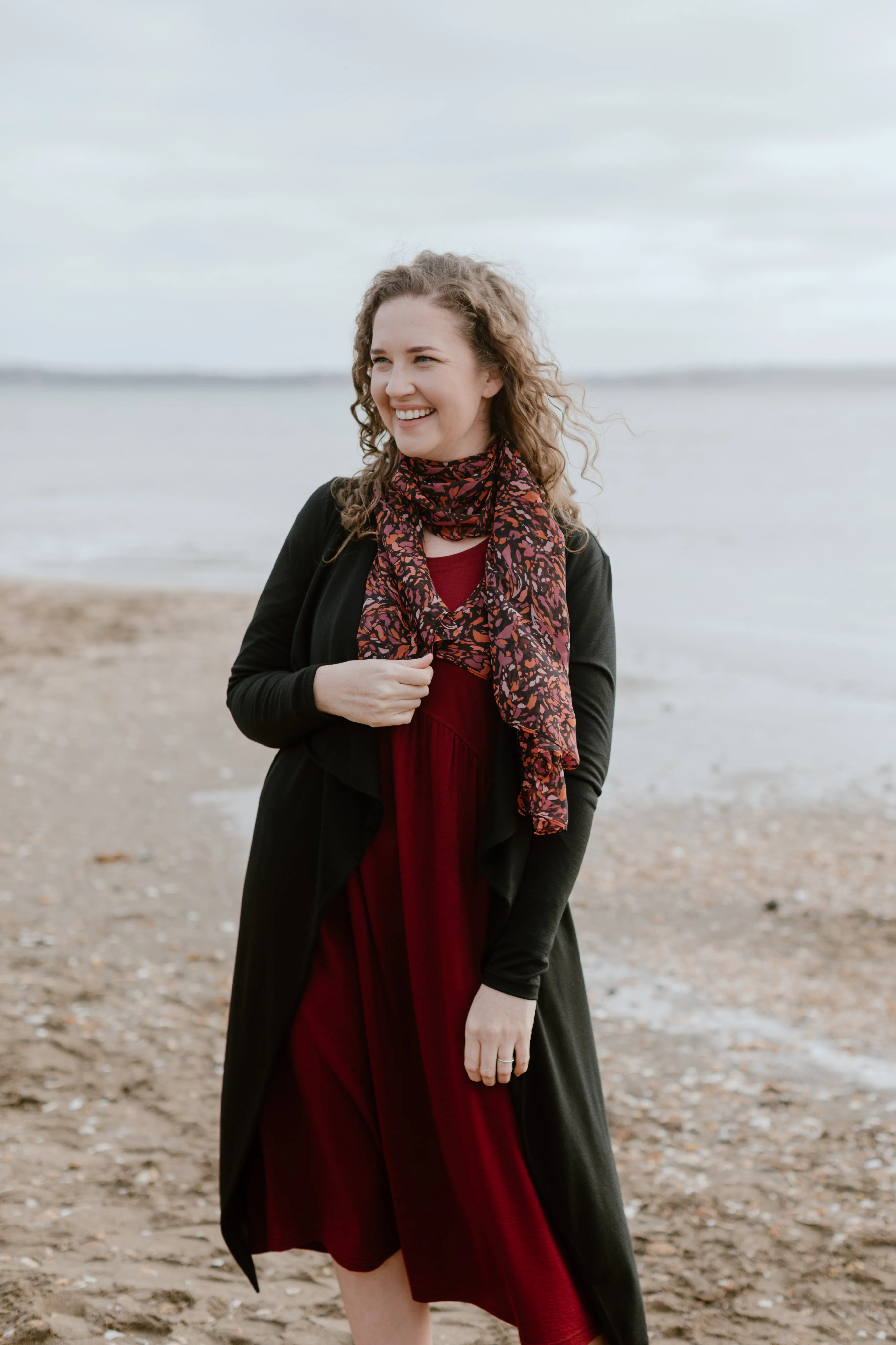 Multi Directional Stretch Button Fastenings Cashews - CRDY100/F1 Merino Drapped Cardi