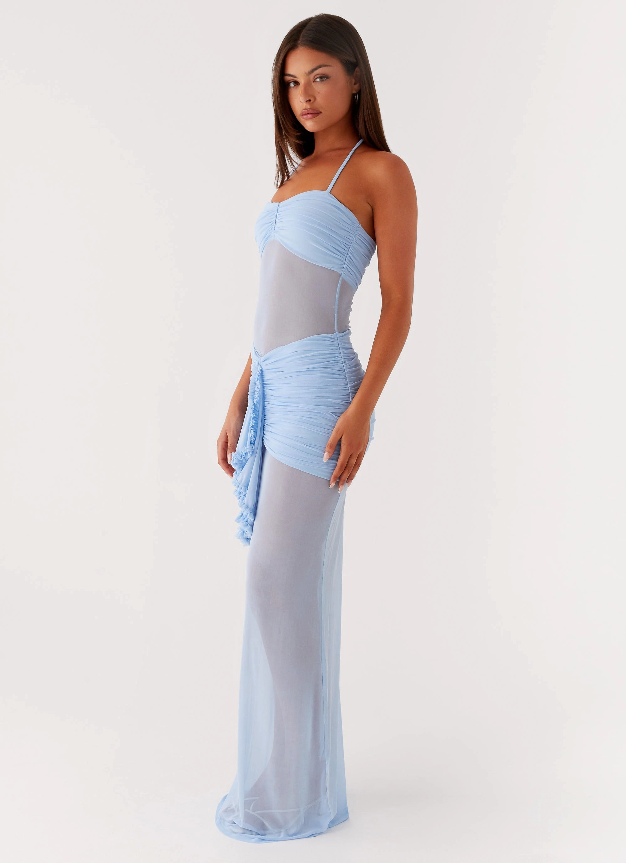 Urban Spirit Clean Stitch Lily Halter Maxi Dress - Blue