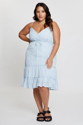 Geo Print Skater Dress V-neck Sleeveless Dreamy Drape Effortless Elegance