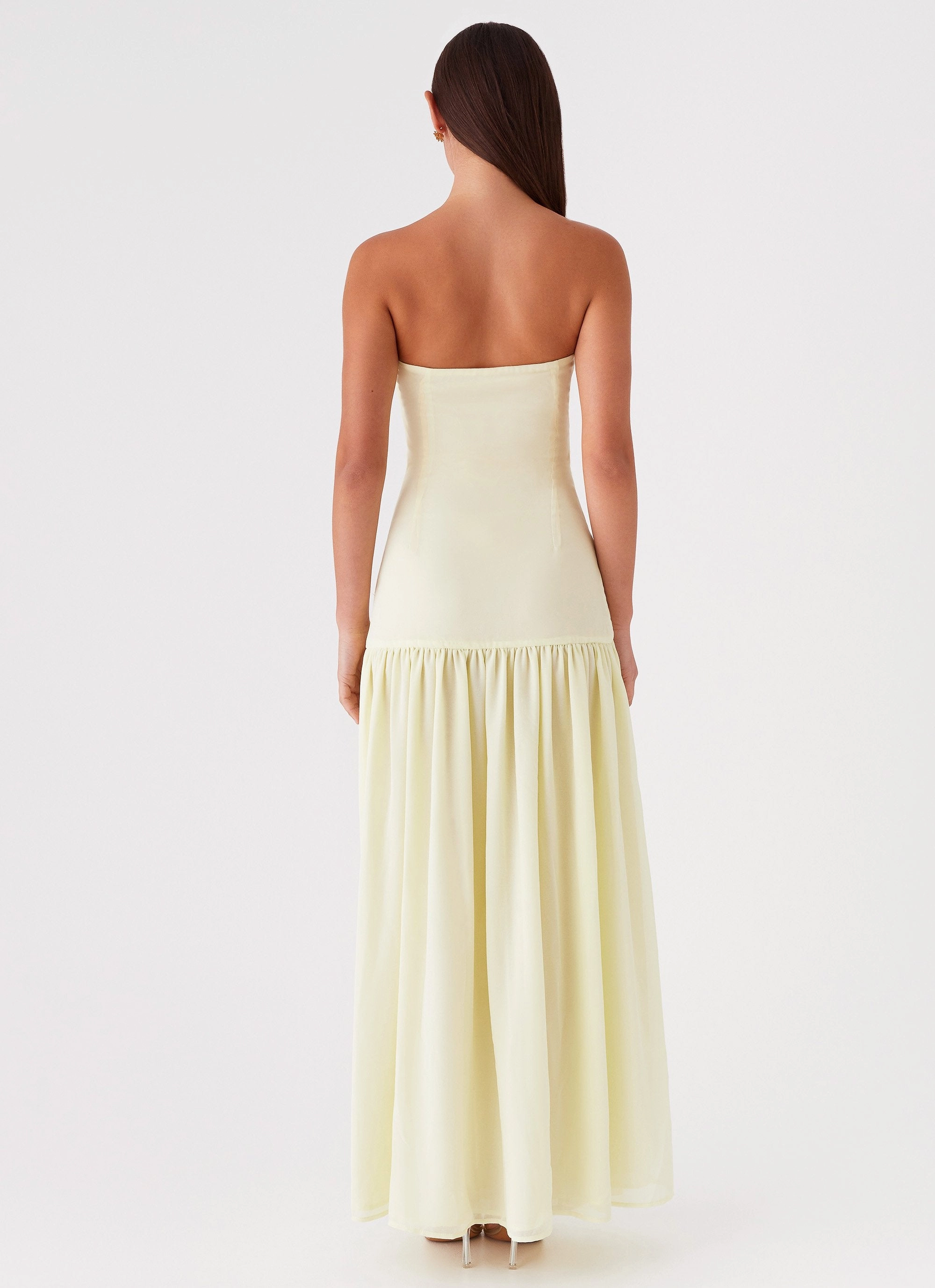 ContrastStitching skin friendly Eden Strapless Maxi Dress - Yellow