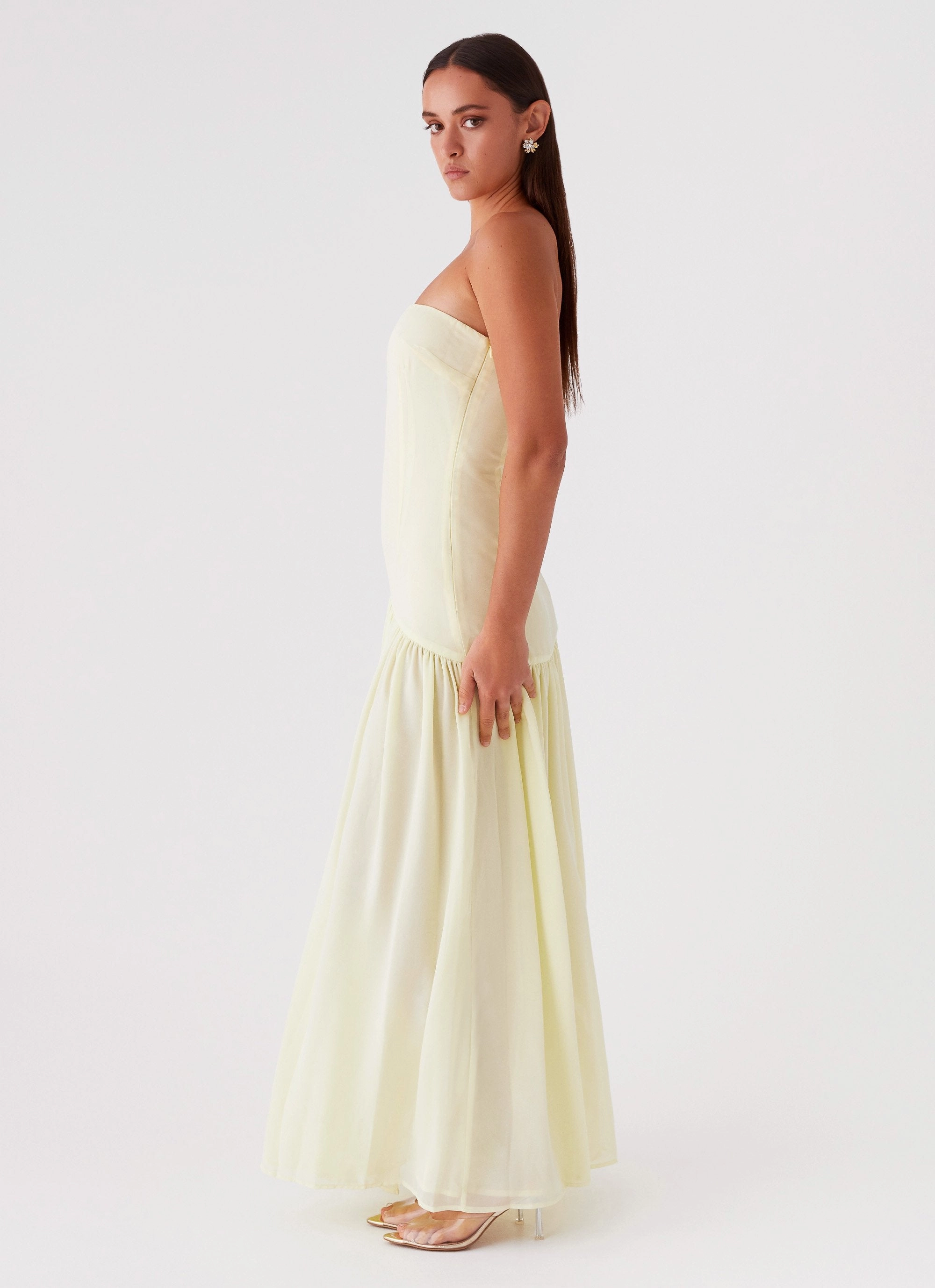 Smooth-Finish Eden Strapless Maxi Dress - Yellow