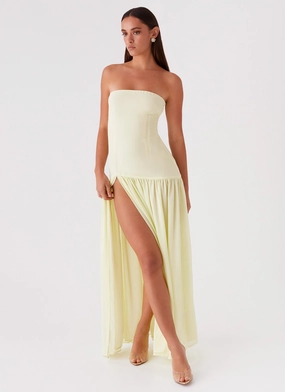 Perfect for Travel Eden Strapless Maxi Dress - Yellow