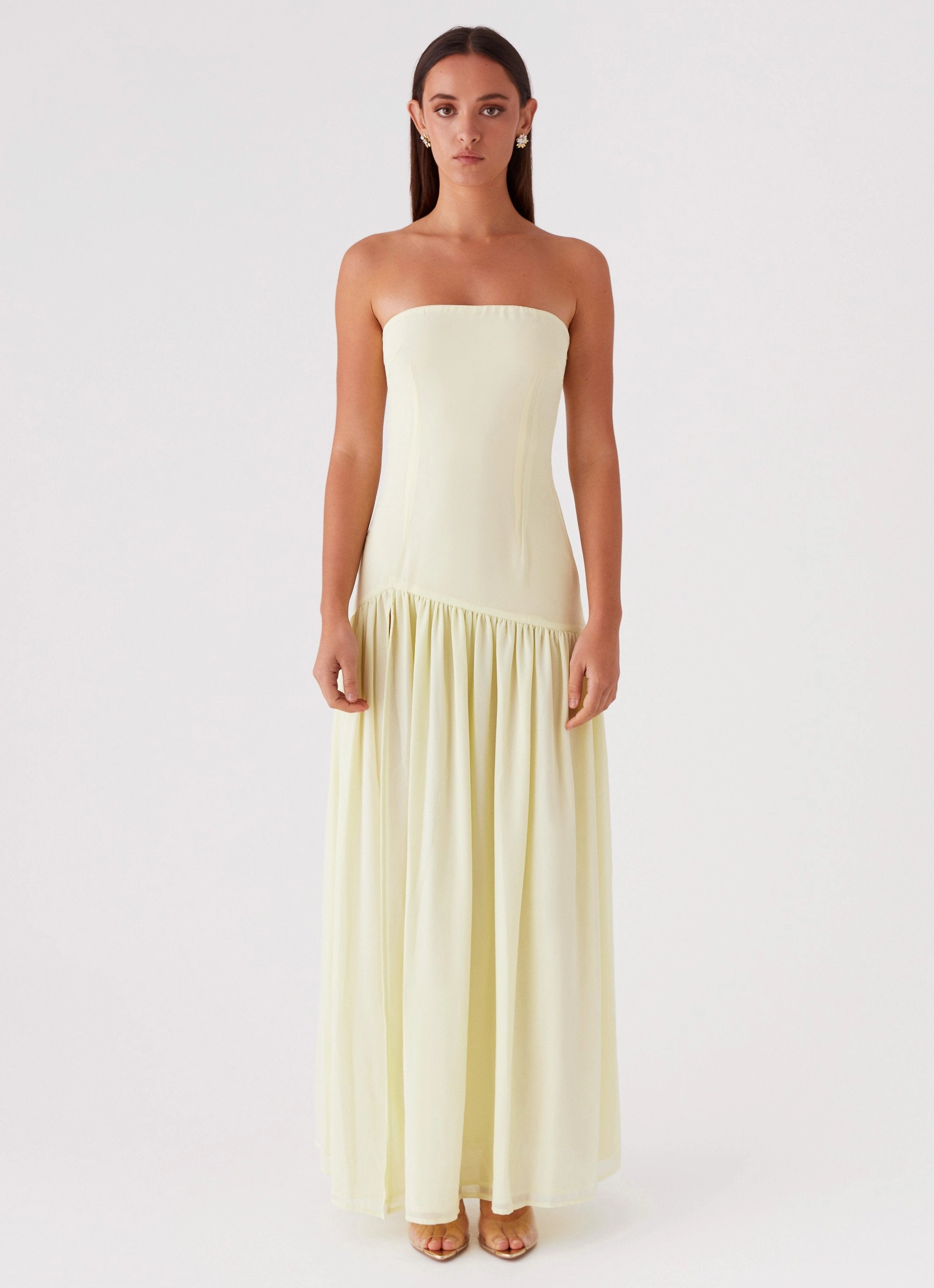 Tailored Layers Eden Strapless Maxi Dress - Yellow