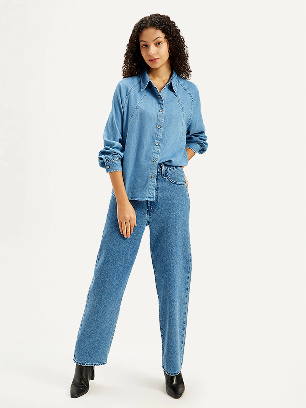 Street Fashion Breathable Affordable Durable Women's Indigo Ribcage Straight Fit High Rise Jeans