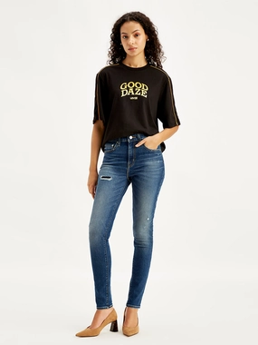 Women's 314 Blue Straight Fit High Rise Jeans Plain Comfort Timeless Edge