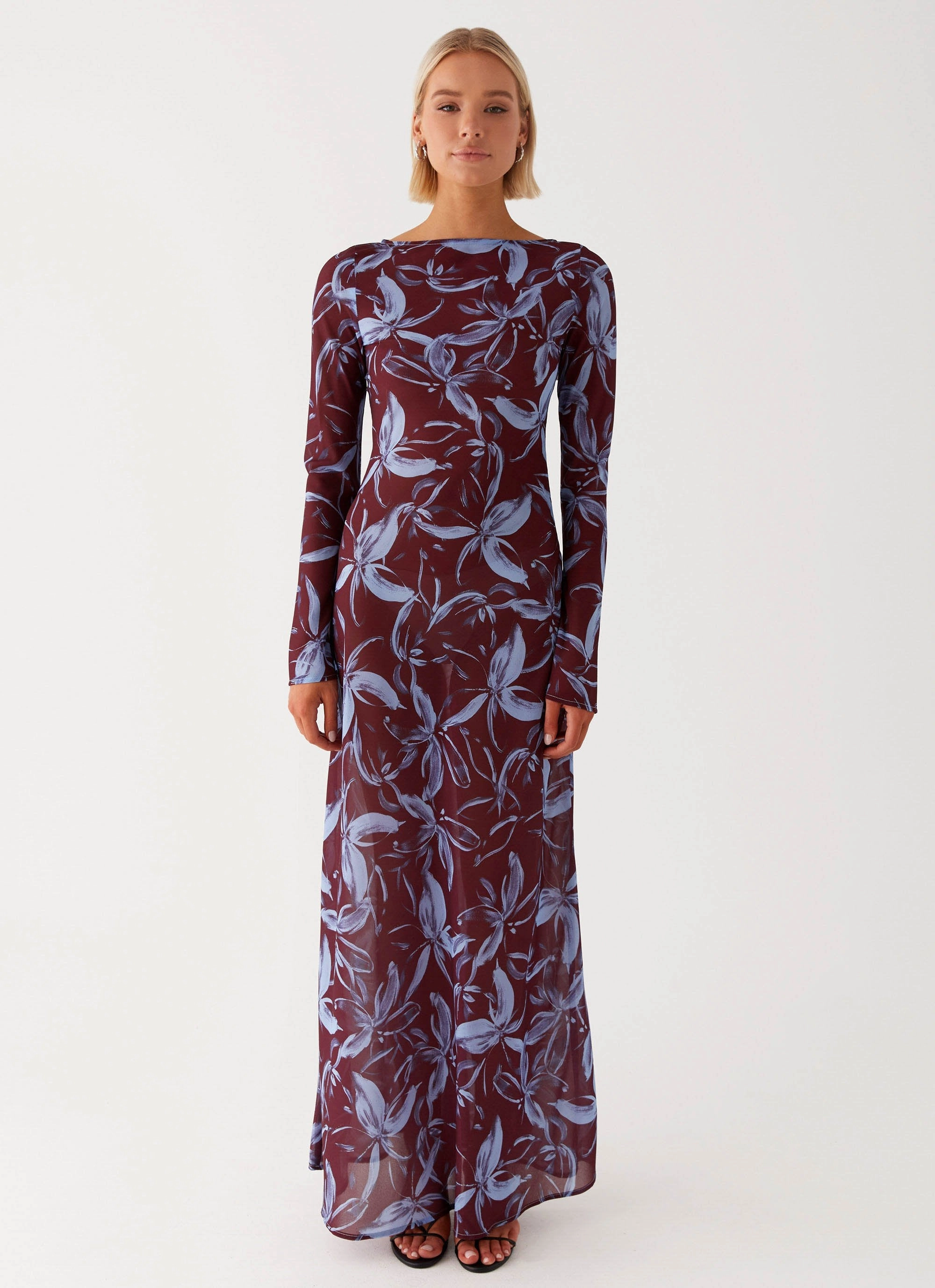 Lorde Maxi Dress - Brown Purple Floral Picture Perfect
