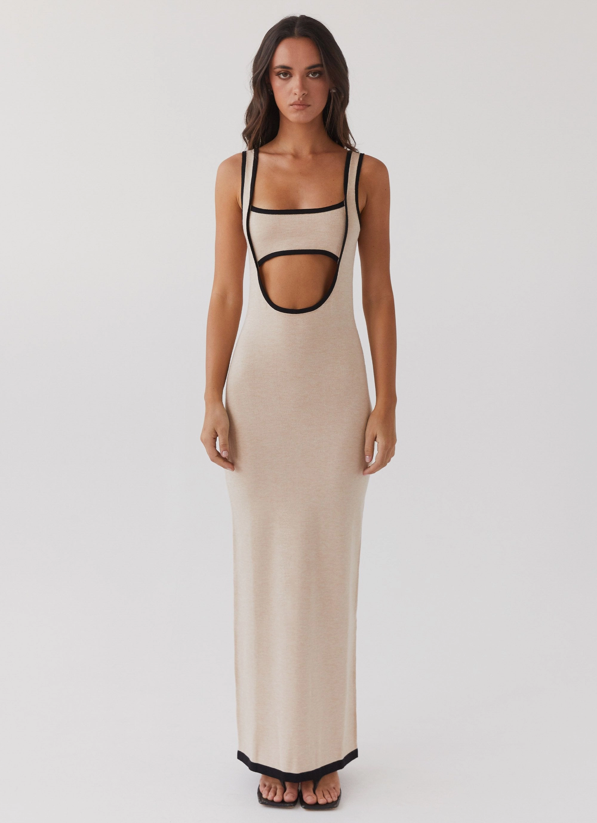 Date-Night Lost In Paris Knit Maxi Dress - Tapioca