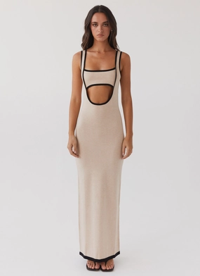 Date-Night Lost In Paris Knit Maxi Dress - Tapioca