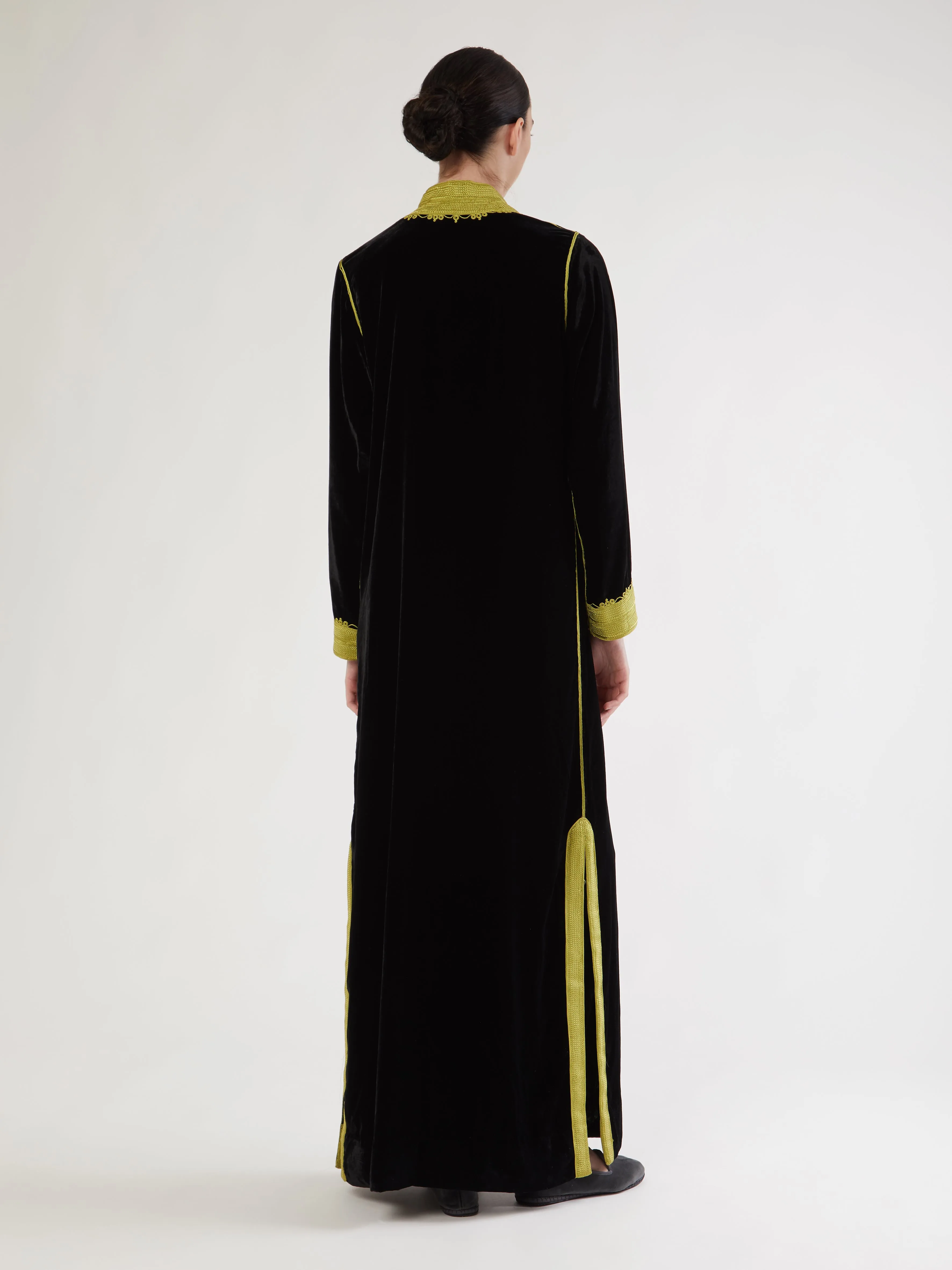 Moroccan long velvet robe Fleece Lined Structured Casual Fit