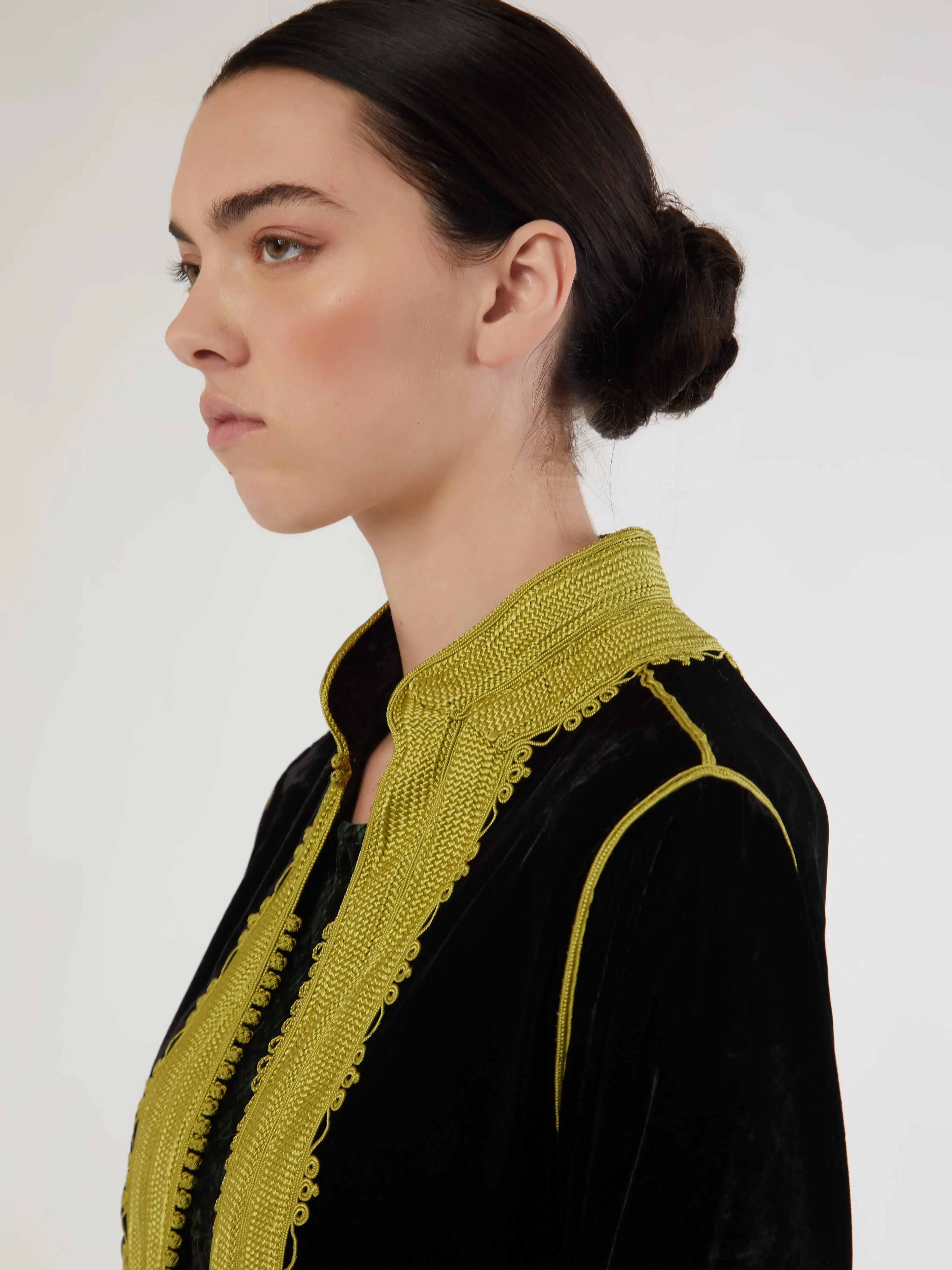 Moroccan long velvet robe Flexible Hem Adjustment