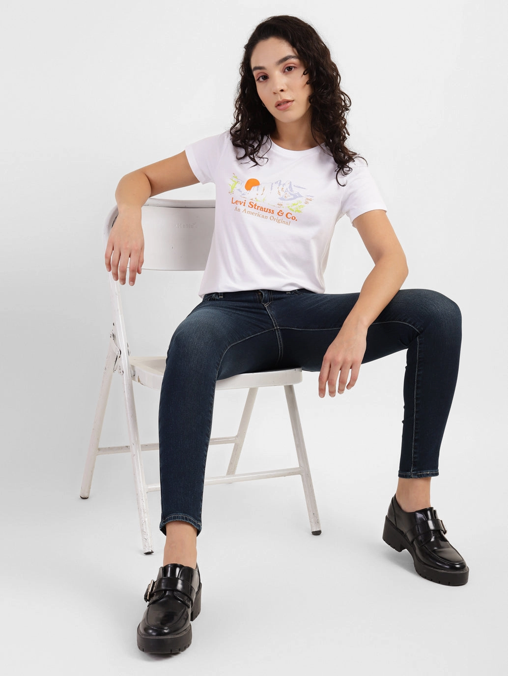 Women's 710 Blue Skinny Fit Mid Rise Jeans Flex Look