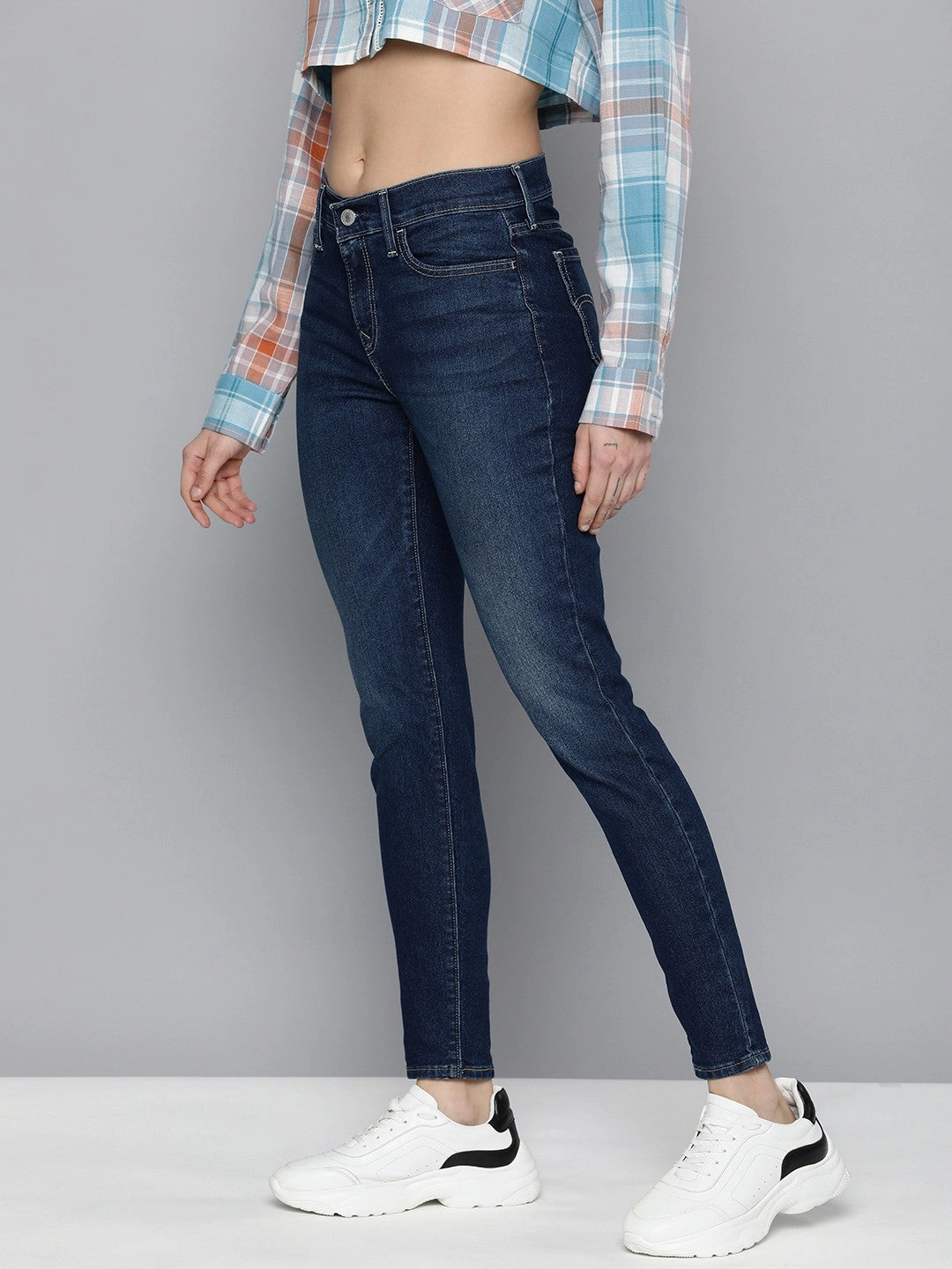 Heavy Duty Zipper Mechanism Women's 710 Blue Skinny Fit Mid Rise Jeans