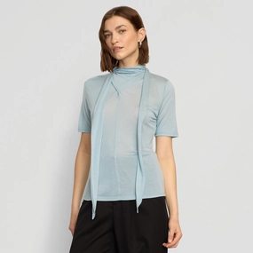 Chill Comfort Wear Lucine Scarf-Neck Semi-Sheer Tencel Tee