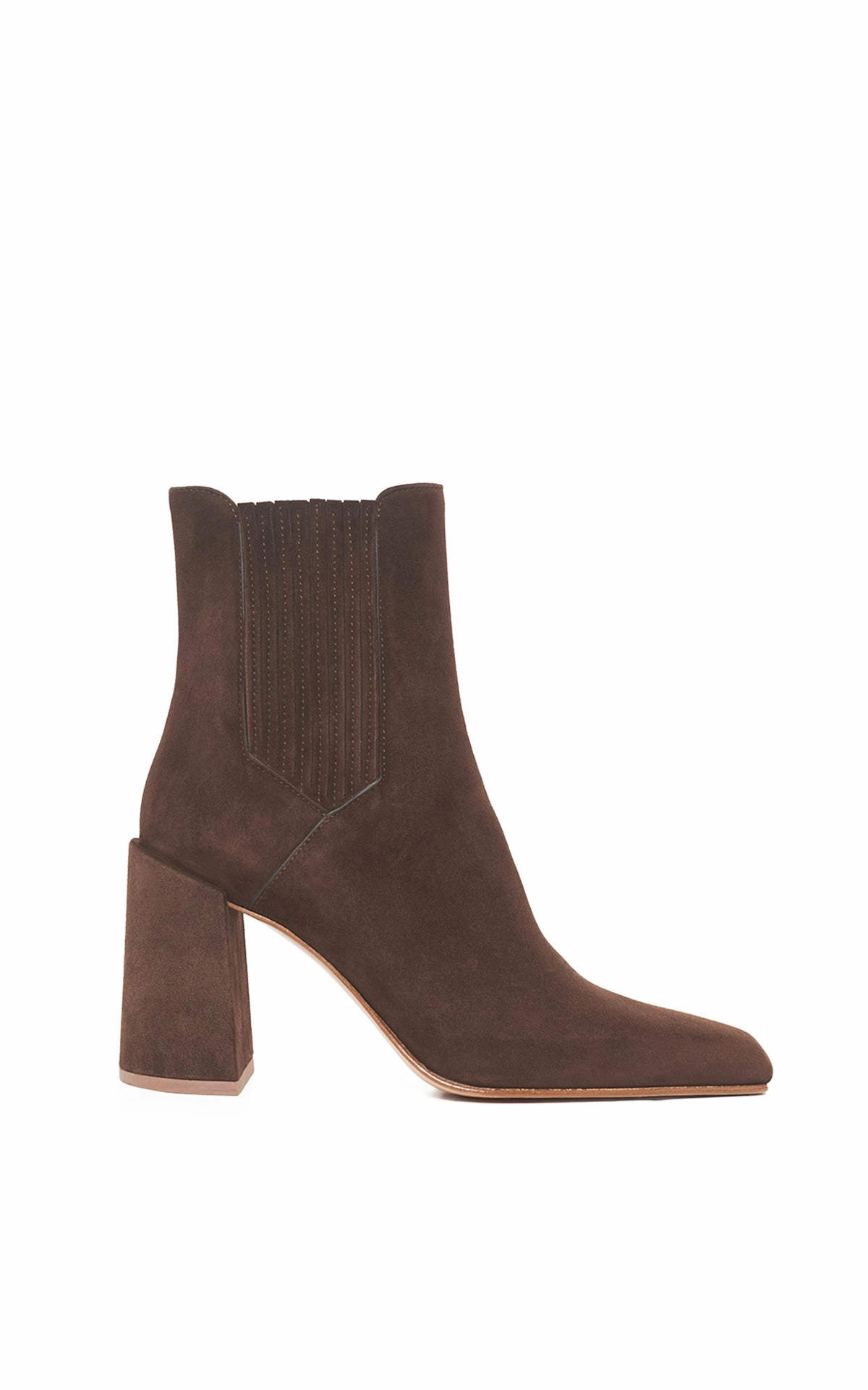 Hard Ground Luke High Heel Ankle Boot in Chocolate Suede