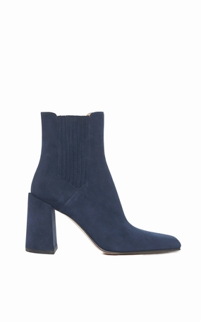 Luke High Heel Ankle Boot in Navy Suede ShockAbsorbing