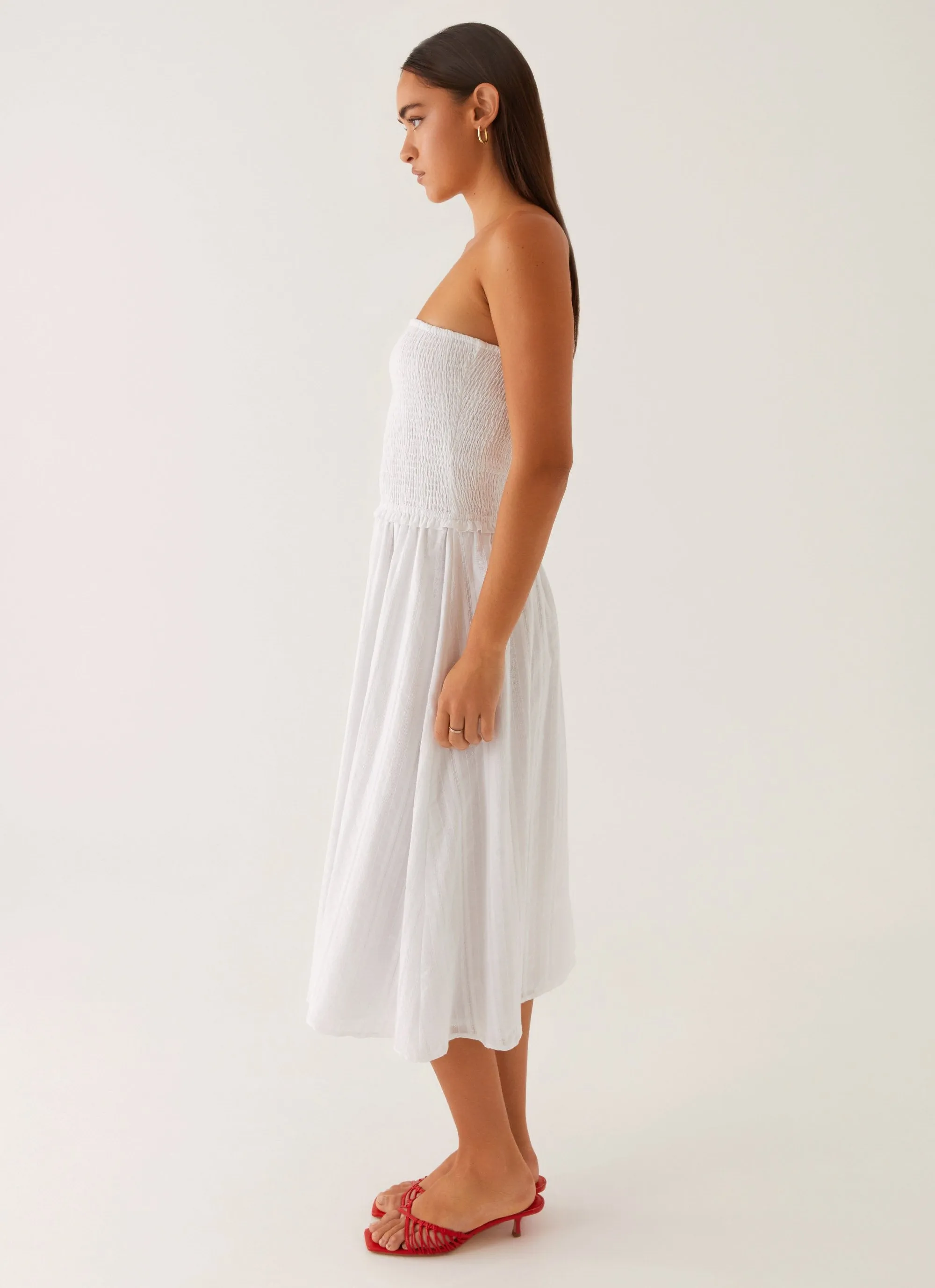 Fresh Aesthetic Lulie Shirres Midi Dress - Ivory
