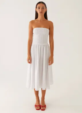 Comfy and Cozy Bold Color Lulie Shirres Midi Dress - Ivory