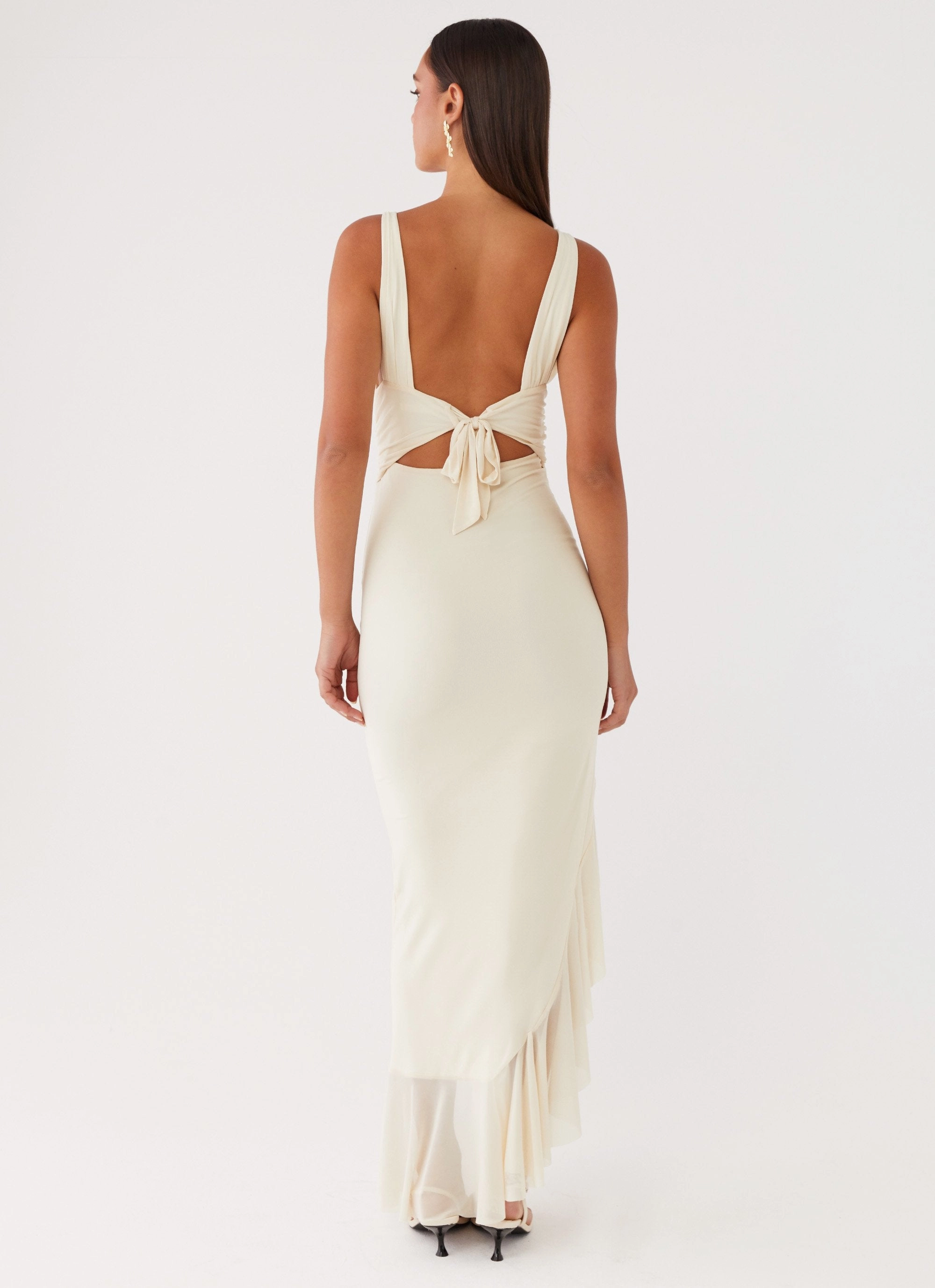 UVProtectiveLayer ElasticWaistband Luna Eclipse Cut Out Maxi Dress - Lemon