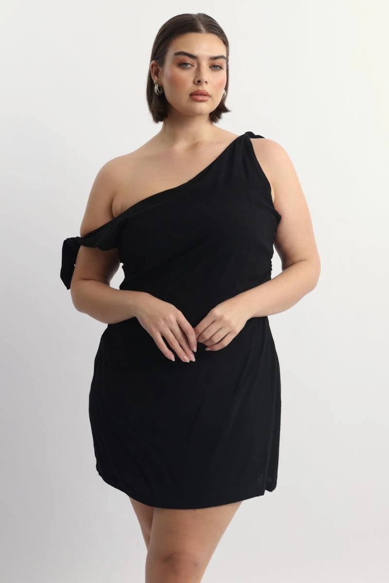 Fall Mood Black Tie Shoulder Minidress