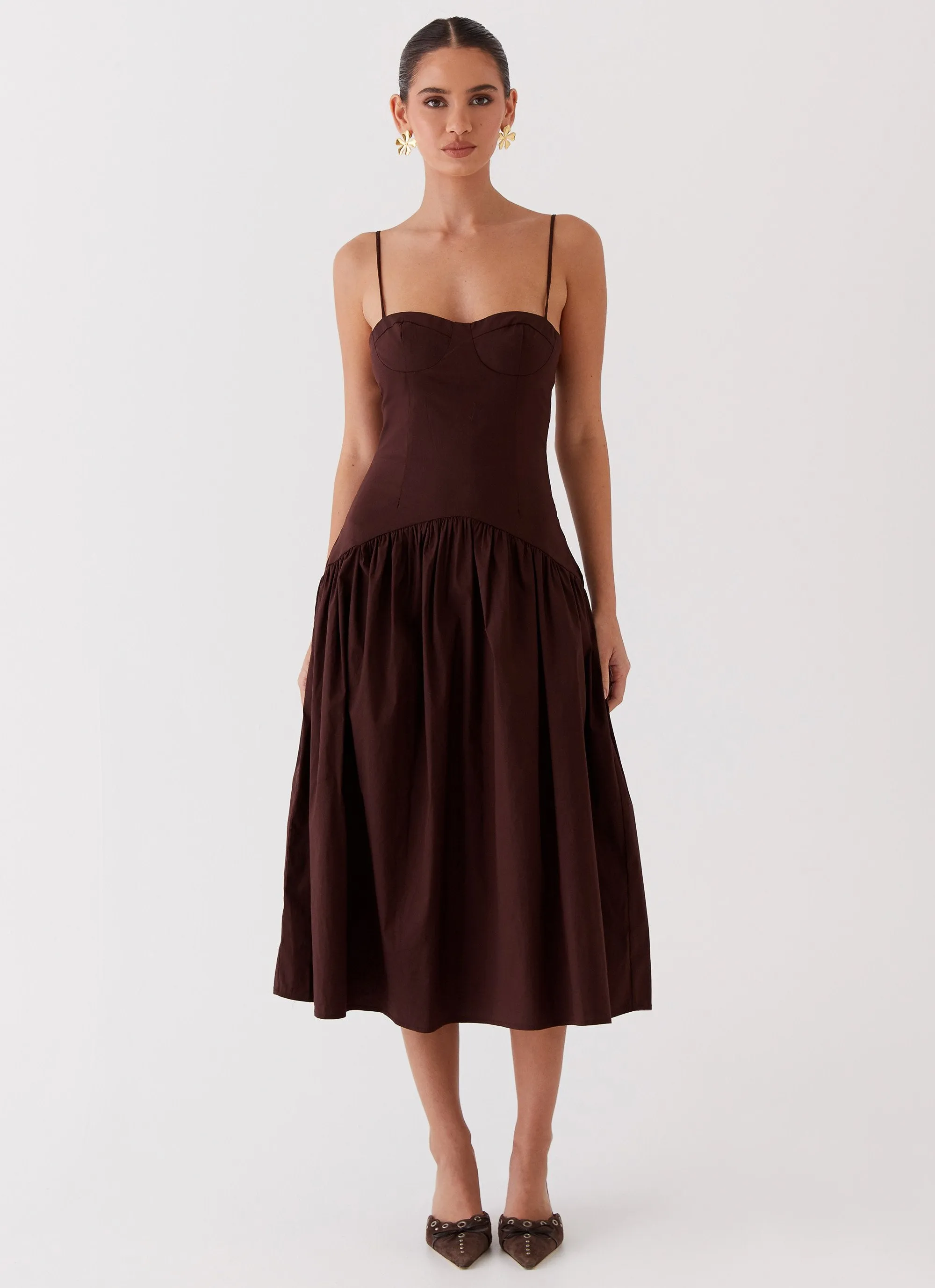 Yvette Corset Midi Dress - Chocolate Soft Air
