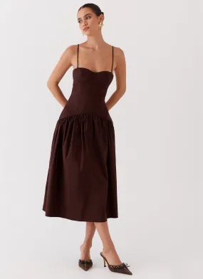 Ready Anytime Bold Structure Yvette Corset Midi Dress - Chocolate