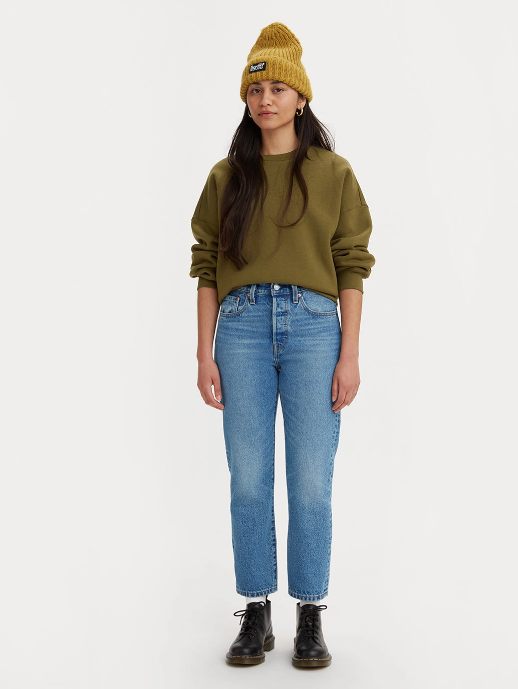 Women's 501 Blue Straight Fit Mid Rise Jeans Unisex Wear Classic Professional Wear