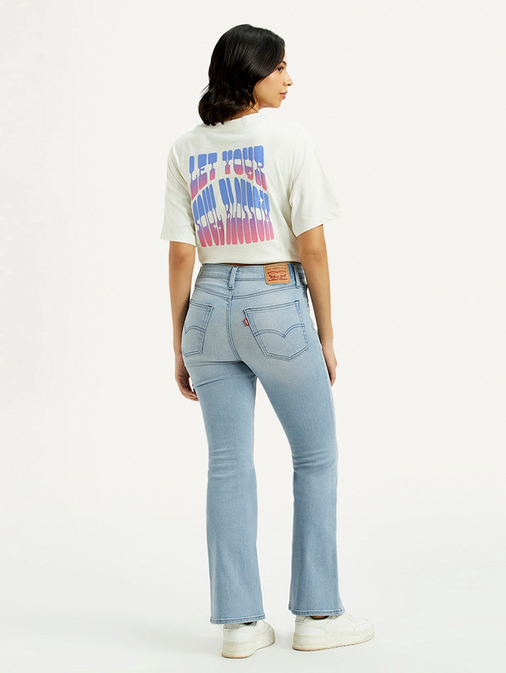 Women's 726 Light Indigo Flared Fit High Rise Jeans Weekend Warrior Festival Outfit Smooth