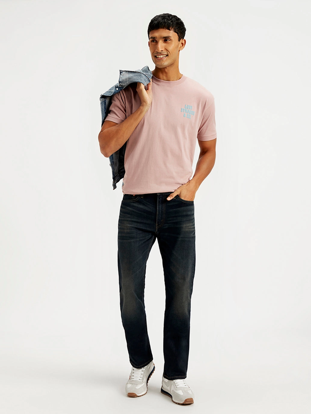 Men's 511 Navy Blue Slim Fit Mid Rise Jeans Colorfast Dyeing Method