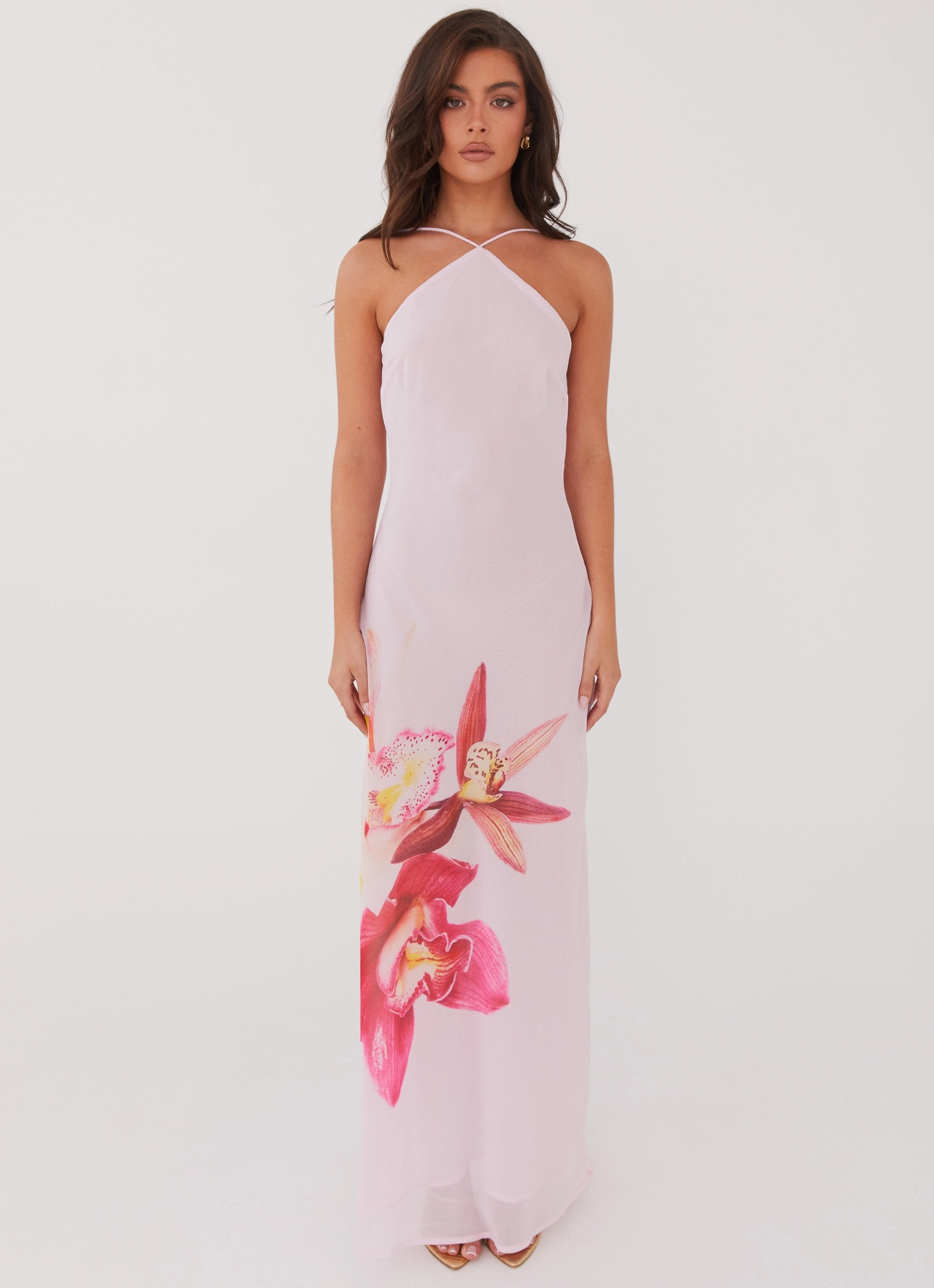 Grace Glow Breezy Comfort Blossom Hearts Maxi Dress - Pink Peony