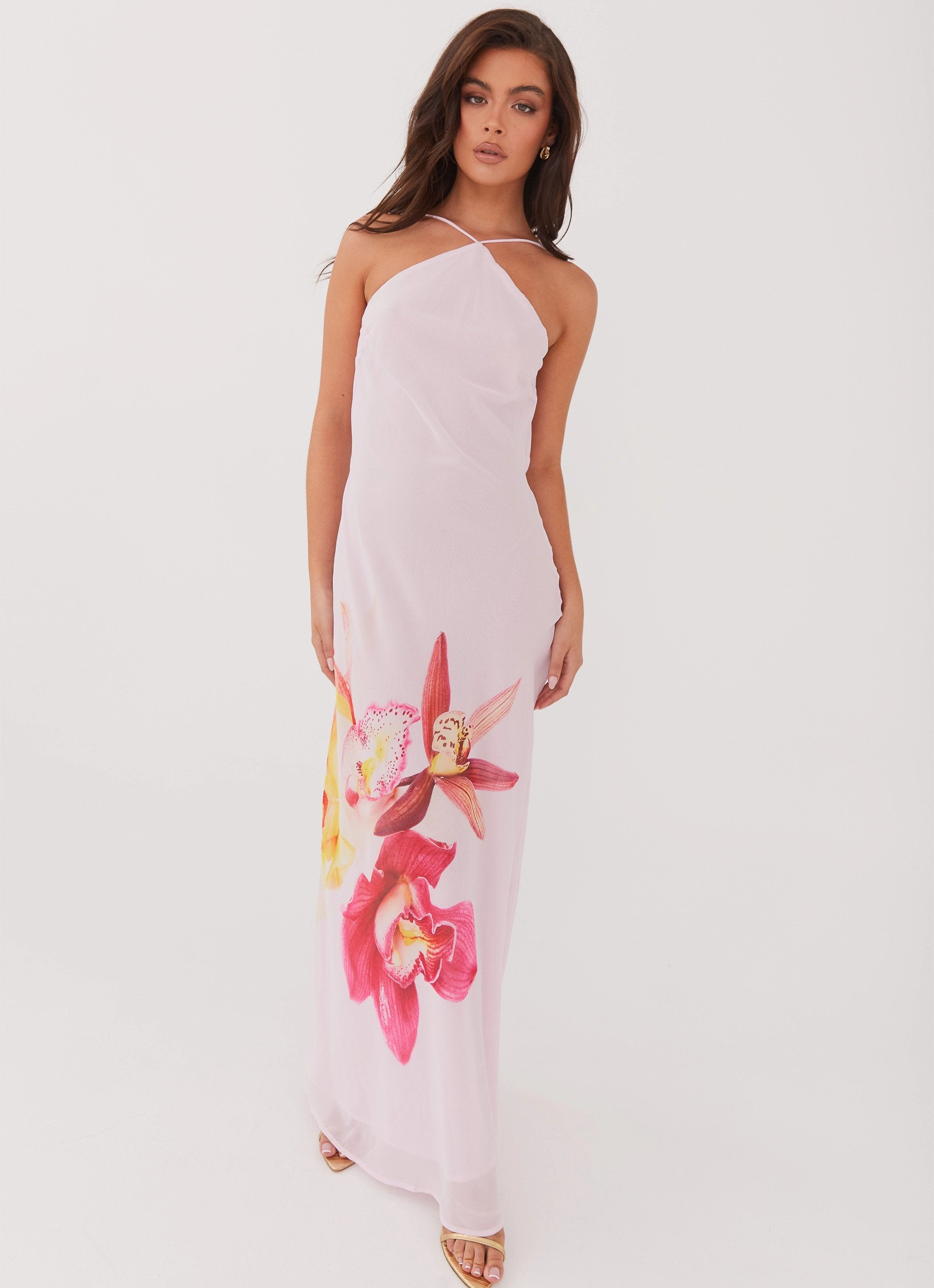 Blossom Hearts Maxi Dress - Pink Peony Feminine empire waist dress Mood Edge