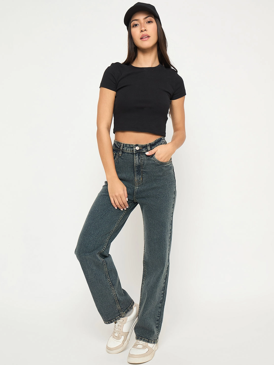 Ready Choice Double Layered Knees Madame Acid Wash Tinted Yellow Cotton Blend Jeans