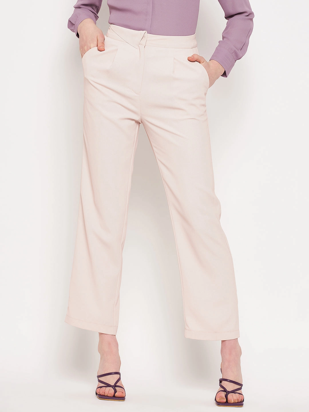 Madame Beige Trouser Anti Pilling Surface Reflective accents