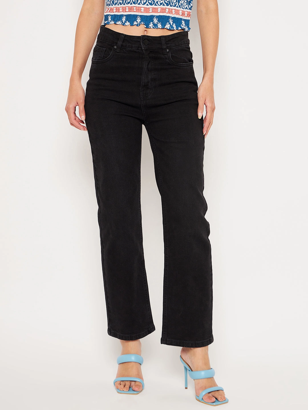 Madame Black Denim Stylish Waistband