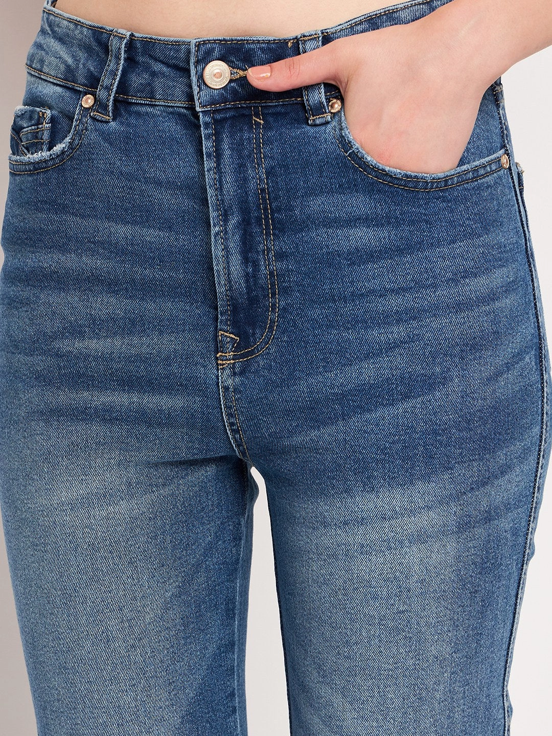 Madame Blue Denim Multipurpose Utility Pockets Comfortable Outfit