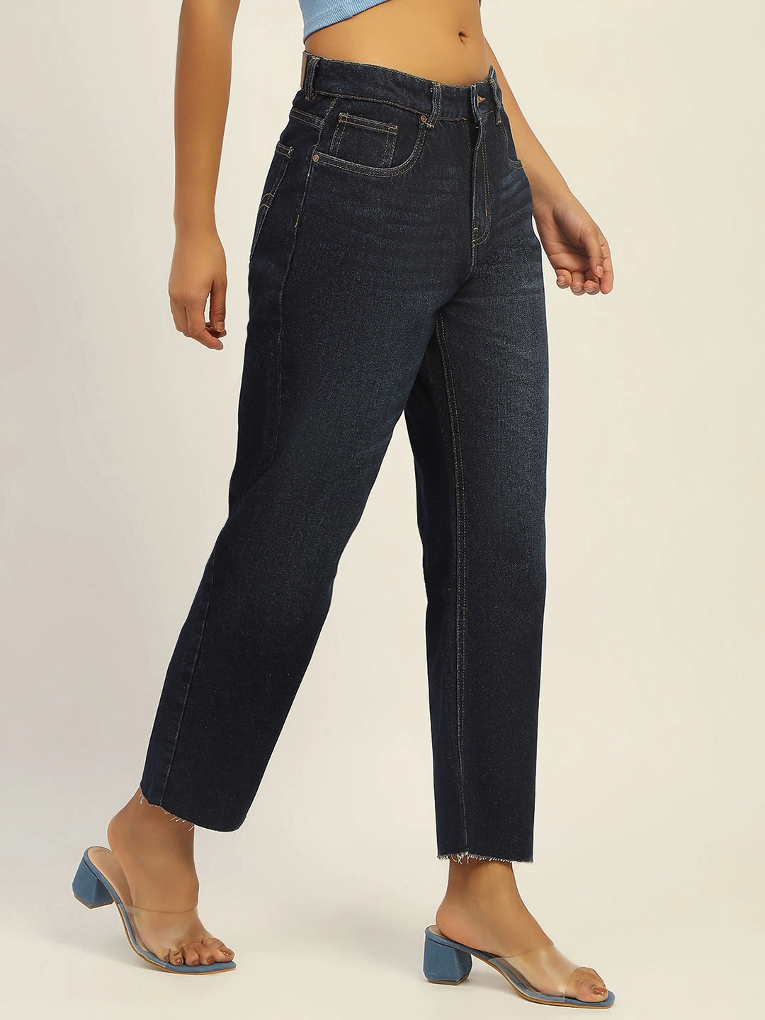 Comfortable Tailoring Madame Blue Loose Fit Cotton Jeans