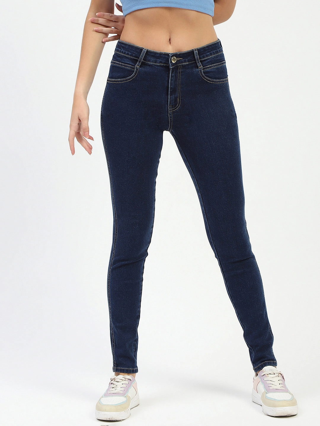 Unisex Outfit Comfortable Silhouette Madame Blue Skinny Fit Jeans