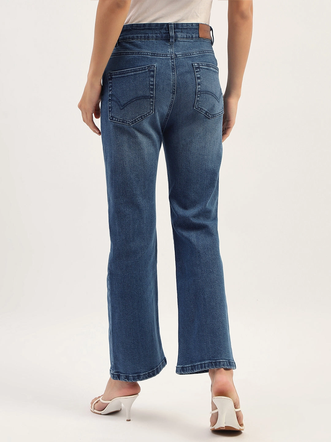 Madame Dark Blue Straight Fit Cotton Denim Daily Go