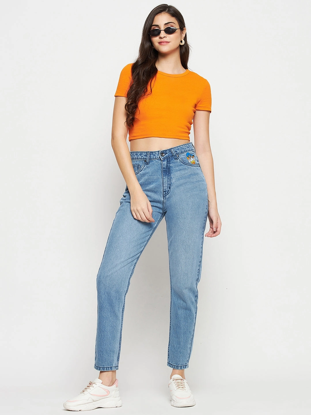 Winter Warmth Minimalist Style Picnic Style Madame Disney Print Blue Denim