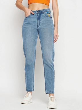 Mid Rise Structure Madame Disney Print Blue Denim