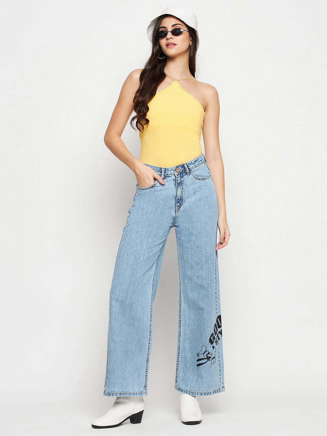 Spring Mood Bold Look Madame Disney Print Lightblue Denim