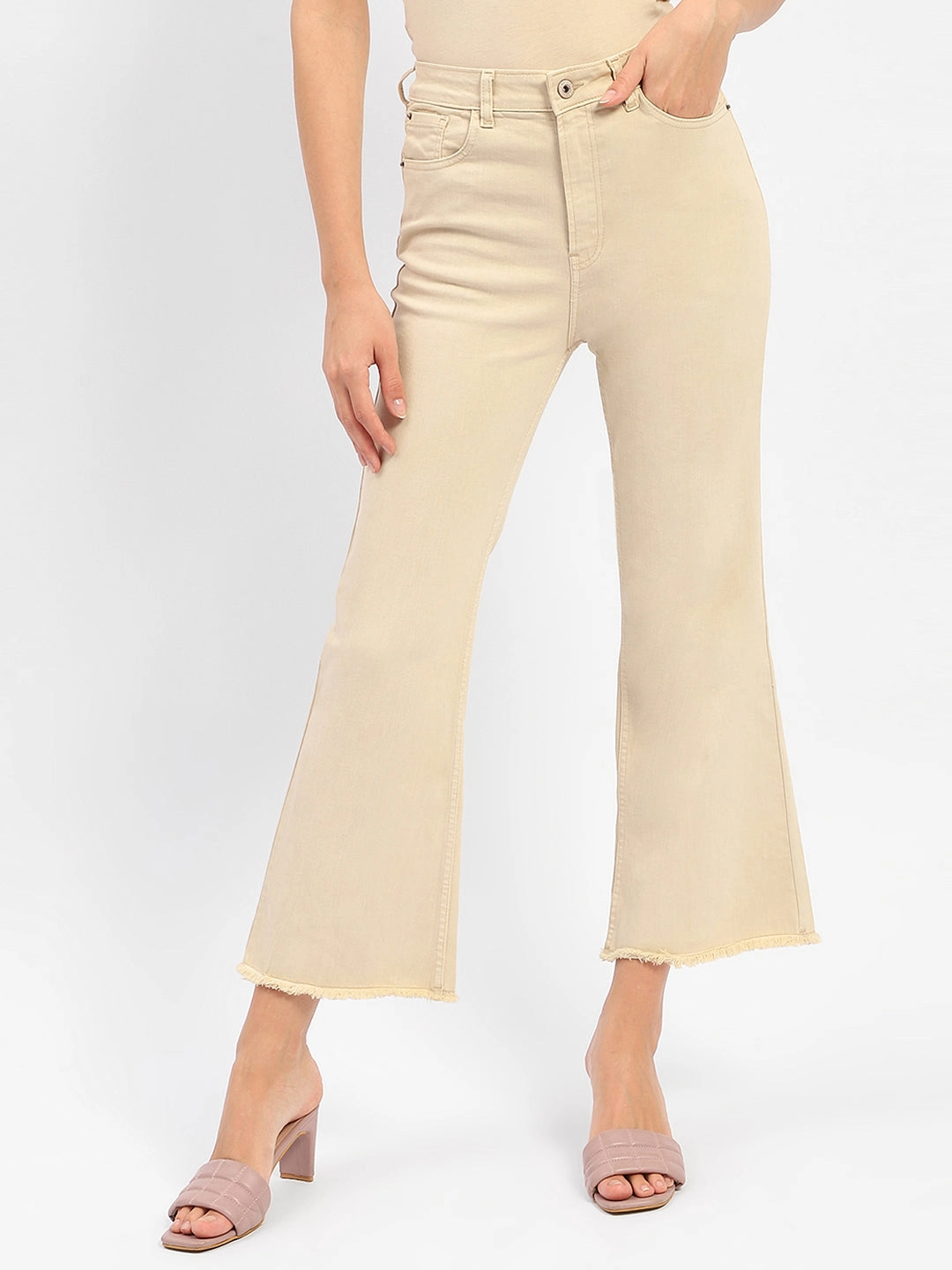 Ready to Wear Madame Flared Fit Beige Jeans